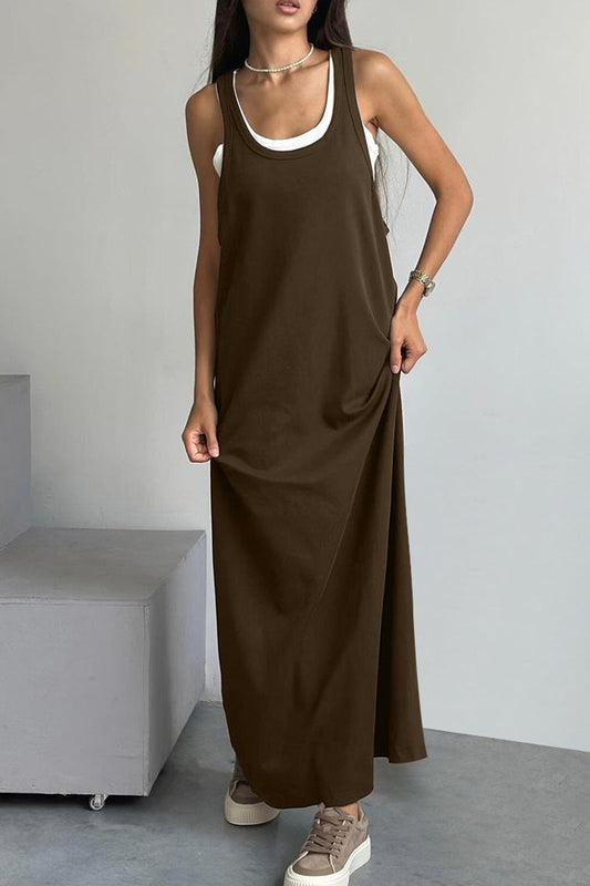 Conjunto informal de dos piezas con cuello en U y sin mangas de patchwork