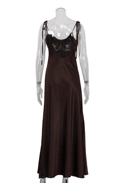 Vestidos largos sexys con encaje, espalda descubierta y cuello en U