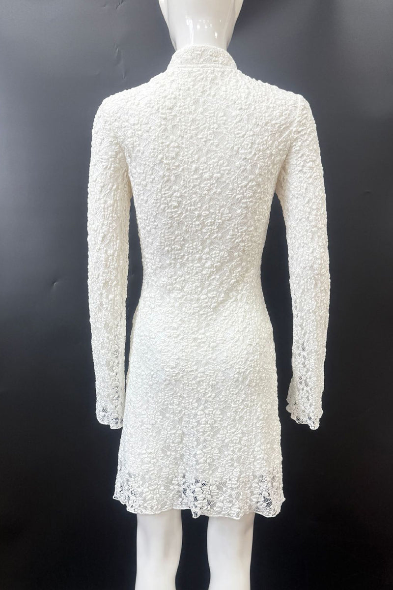 Vestido de encaje con cuello mandarín y botones de encaje sexy
