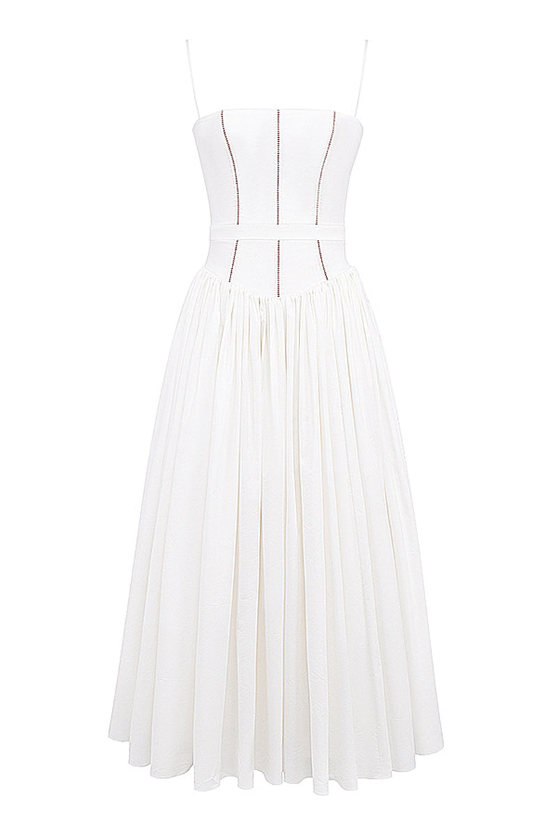 Elegantes vestidos de tirantes con cuello cuadrado y patchwork