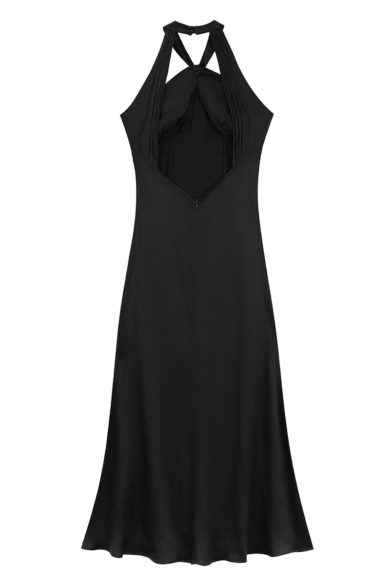 Vestidos largos con cuello halter, sexys, sin espalda y con forma de flor