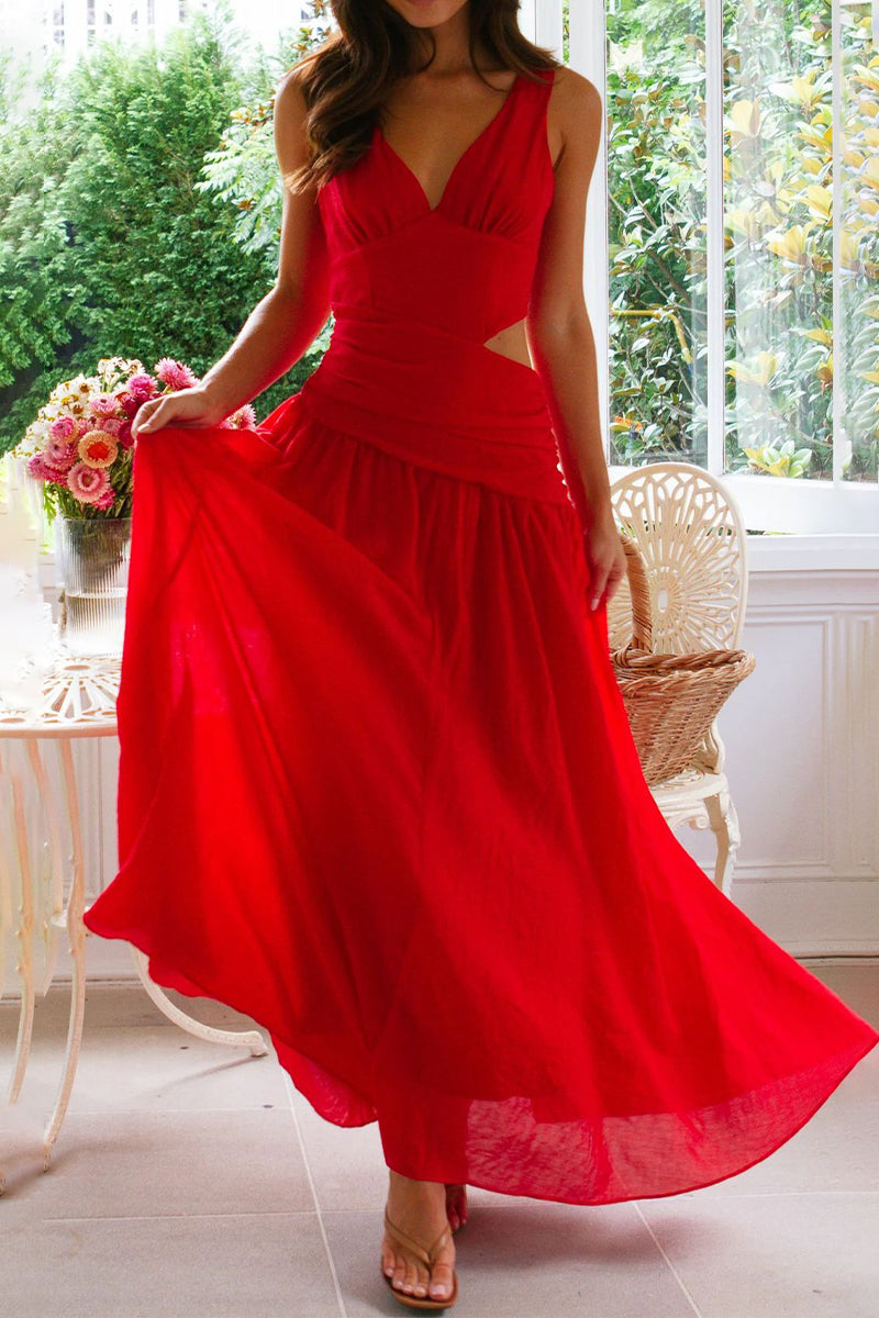 Vestidos sexis sin mangas con escote en V y aberturas