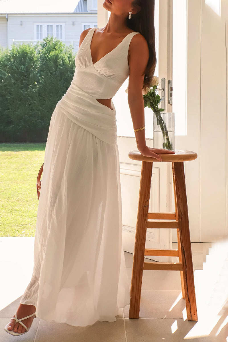 Vestidos sexis sin mangas con escote en V y aberturas