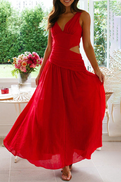 Vestidos sexis sin mangas con escote en V y aberturas