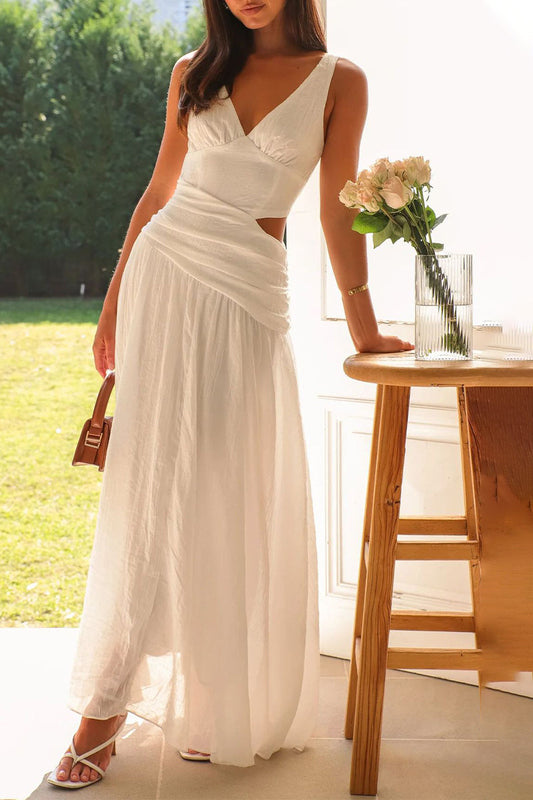 Vestidos sexis sin mangas con escote en V y aberturas