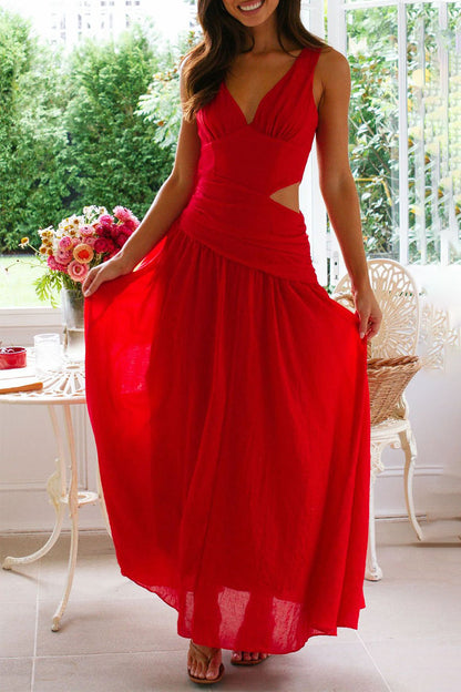 Vestidos sexis sin mangas con escote en V y aberturas