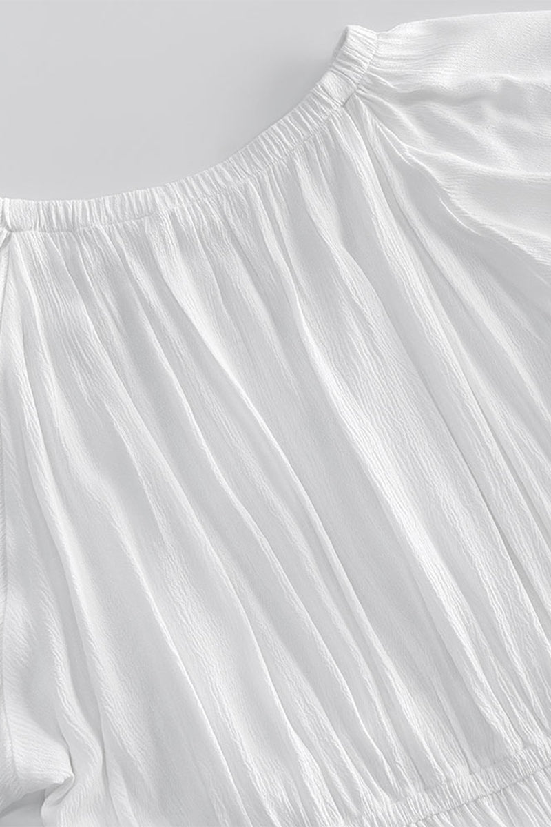 Vestidos sexis de manga larga con hombros descubiertos, fruncidos y encaje