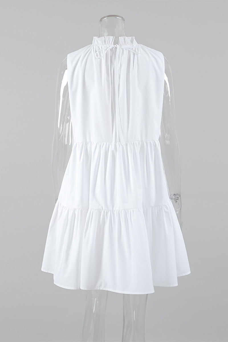 Vestidos casuales sin mangas con cuello redondo y volantes de patchwork