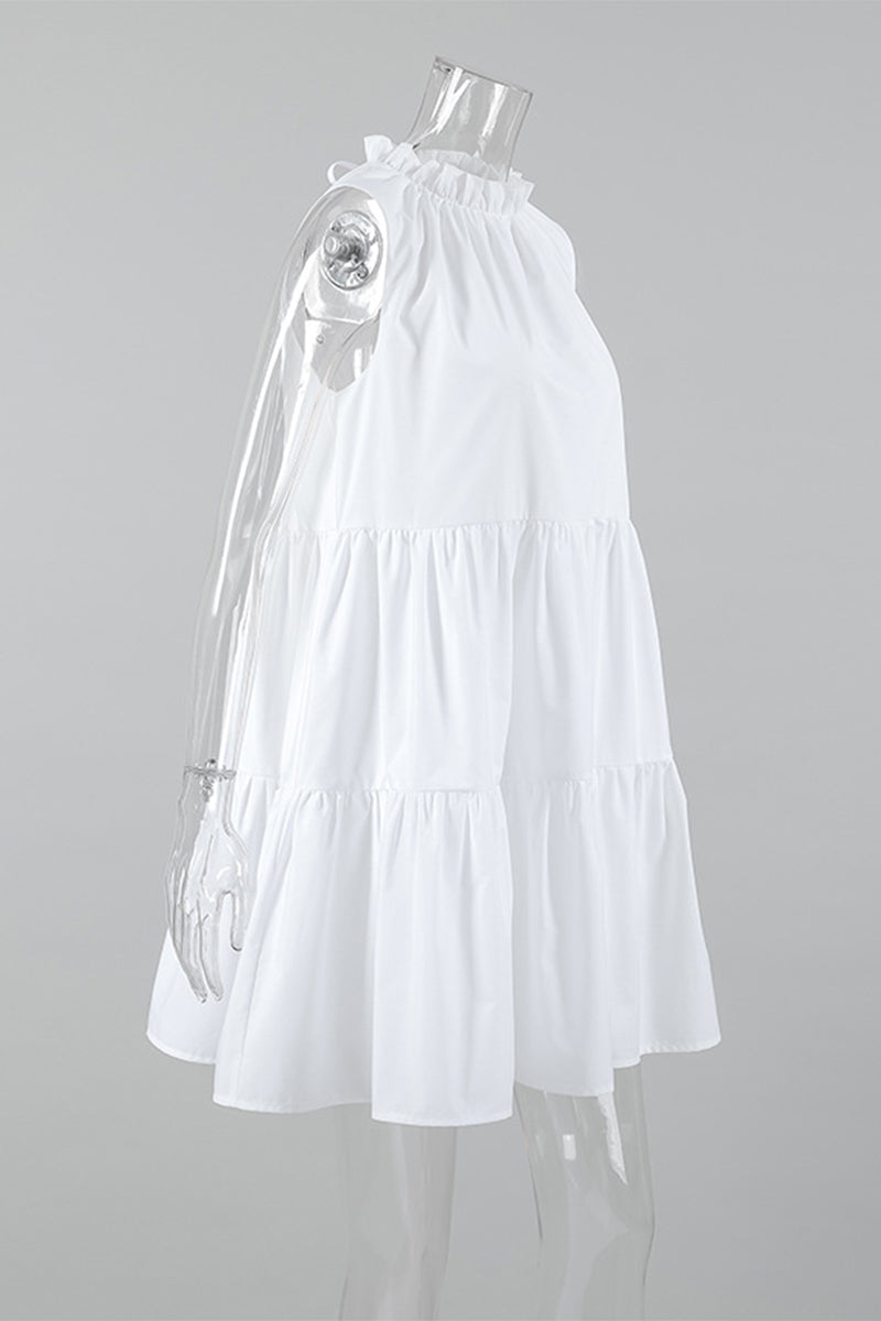 Vestidos casuales sin mangas con cuello redondo y volantes de patchwork