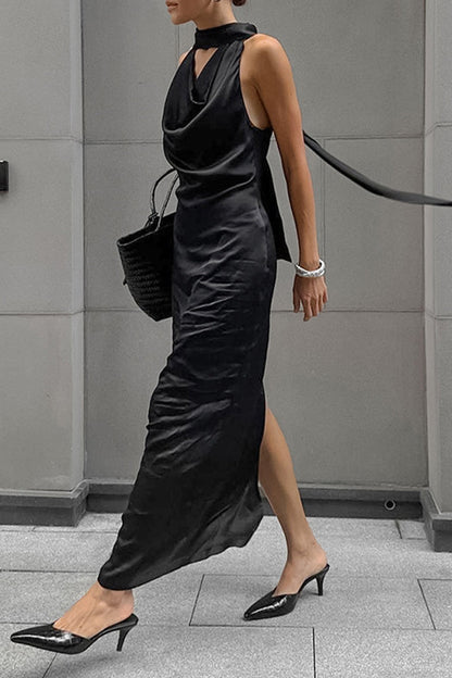 Vestidos sexys de falda de un solo paso con cuello halter y cordones