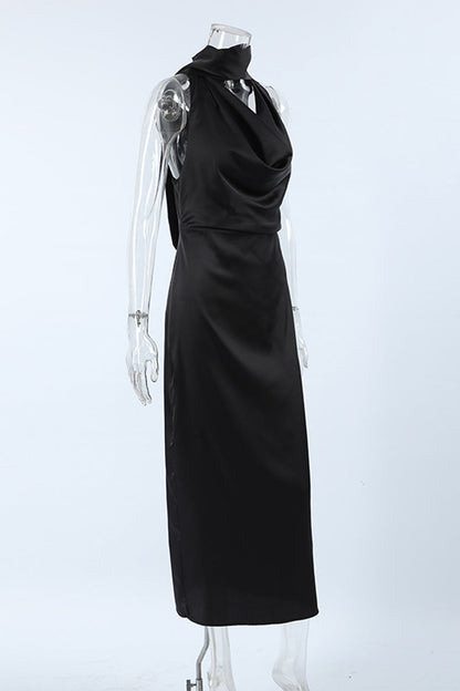 Vestidos sexys de falda de un solo paso con cuello halter y cordones