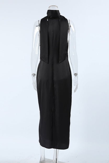 Vestidos sexys de falda de un solo paso con cuello halter y cordones