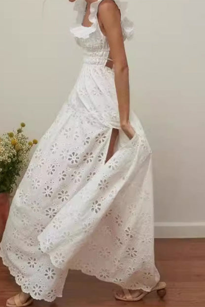 Vestidos sexis de encaje con espalda descubierta y abertura en el cuello en U sin mangas