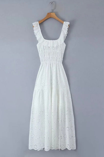 Sexy Lace Lace Up Backless Slit U Neck Sleeveless Dresses