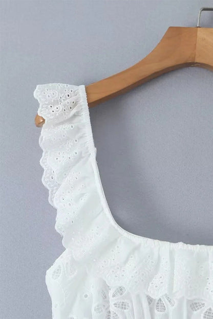 Vestidos sexis de encaje con espalda descubierta y abertura en el cuello en U sin mangas