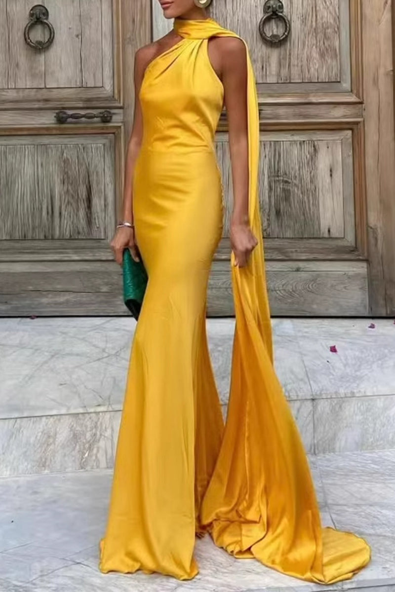 Vestidos de noche sexys con cuello halter irregular (4 colores)