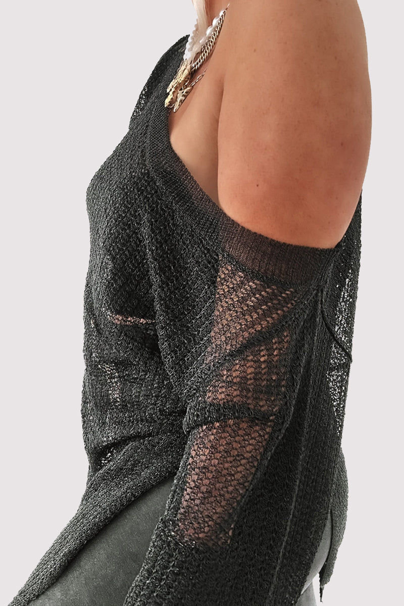 Tops sexys de color sólido con hombros descubiertos y aberturas