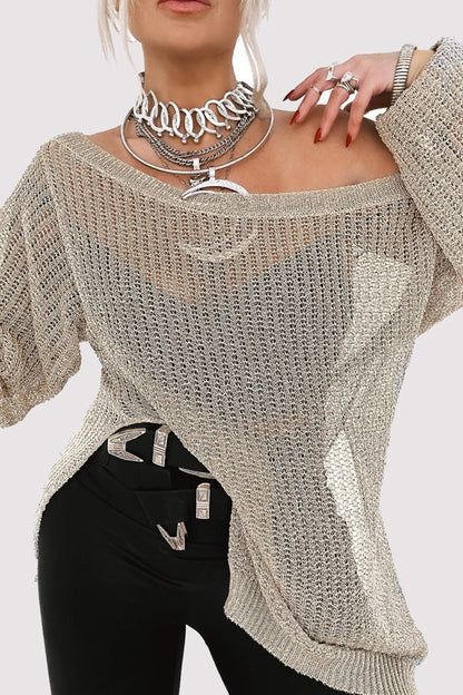 Tops sexys de color sólido con hombros descubiertos y aberturas
