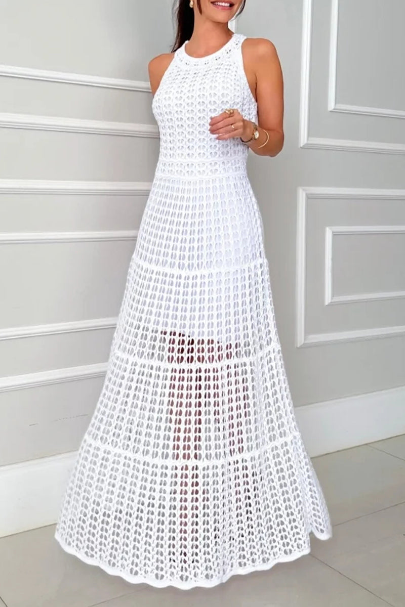 Vestidos sexis sin mangas con cuello redondo y aberturas (3 colores)