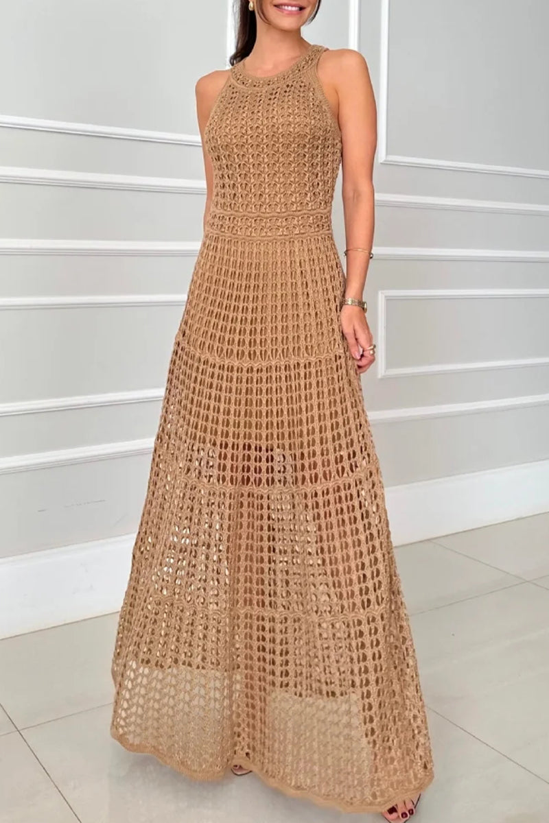 Vestidos sexis sin mangas con cuello redondo y aberturas (3 colores)