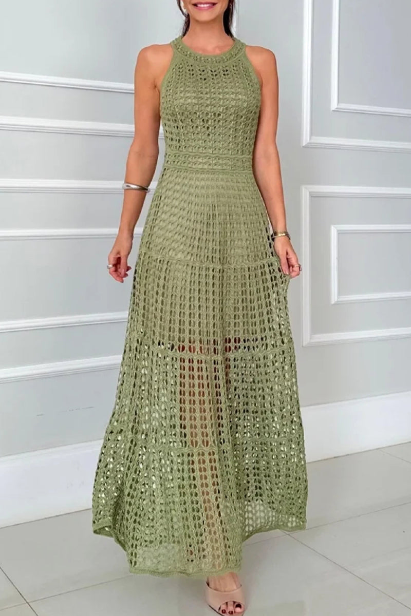Vestidos sexis sin mangas con cuello redondo y aberturas (3 colores)