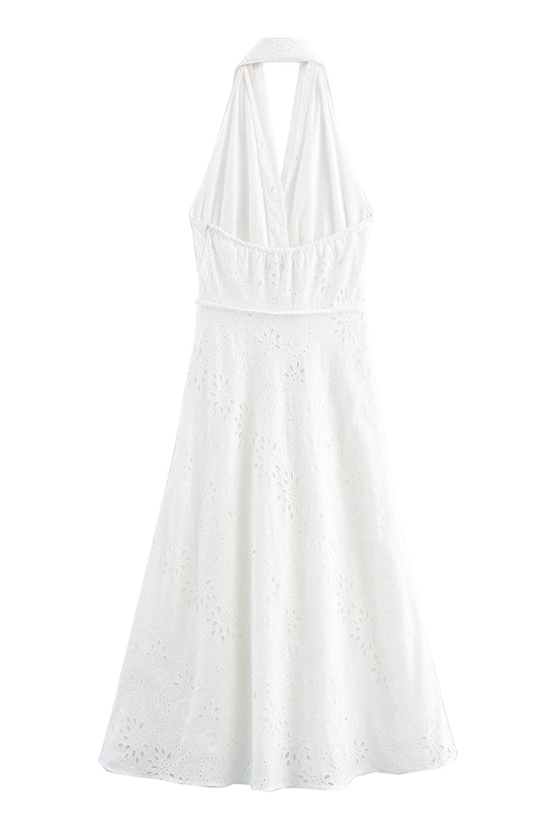 Vestidos sexys sin mangas con cuello halter y espalda descubierta con cordón ajustable