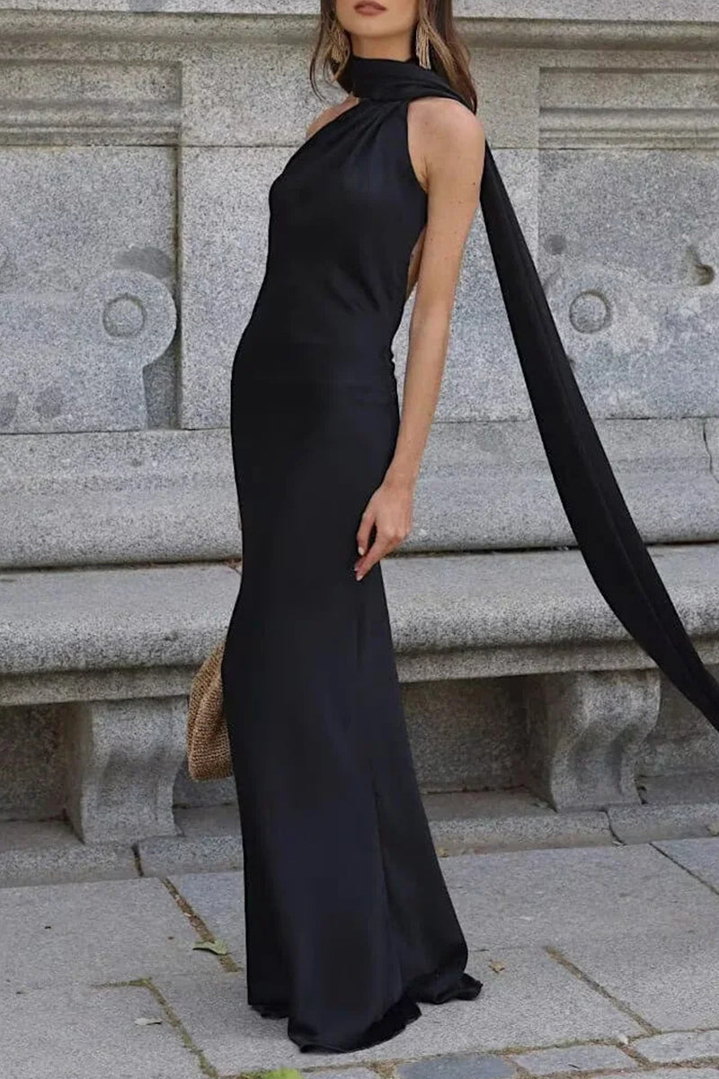 Vestidos de noche sexys con cuello halter y espalda descubierta