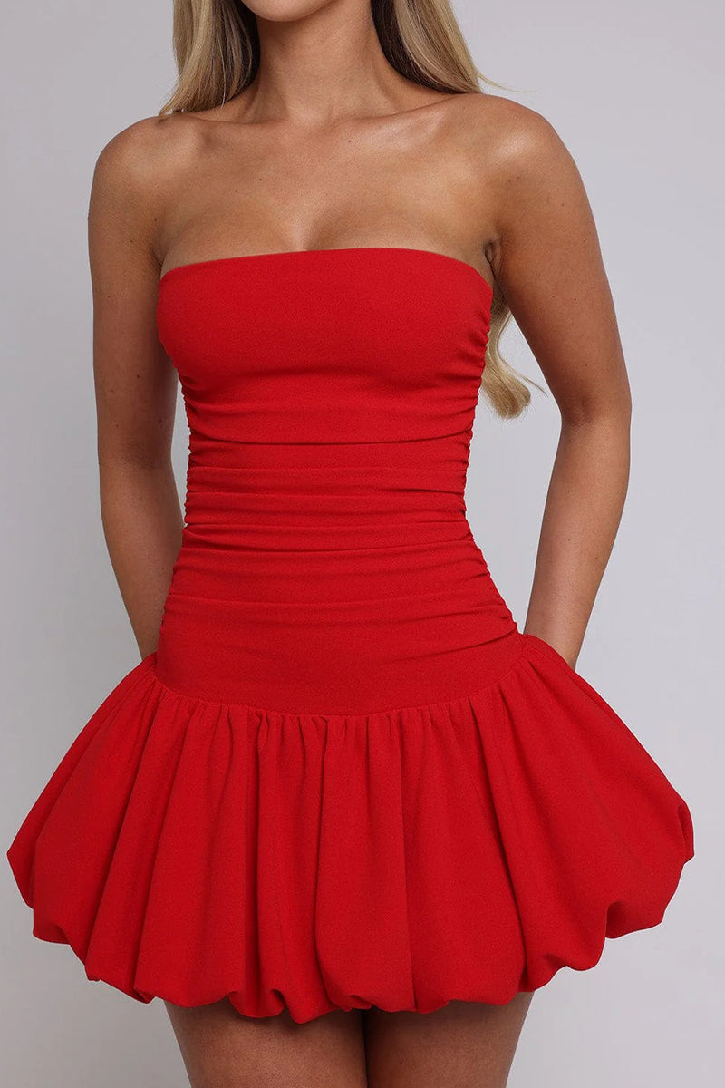 Vestidos sexys fruncidos sin tirantes