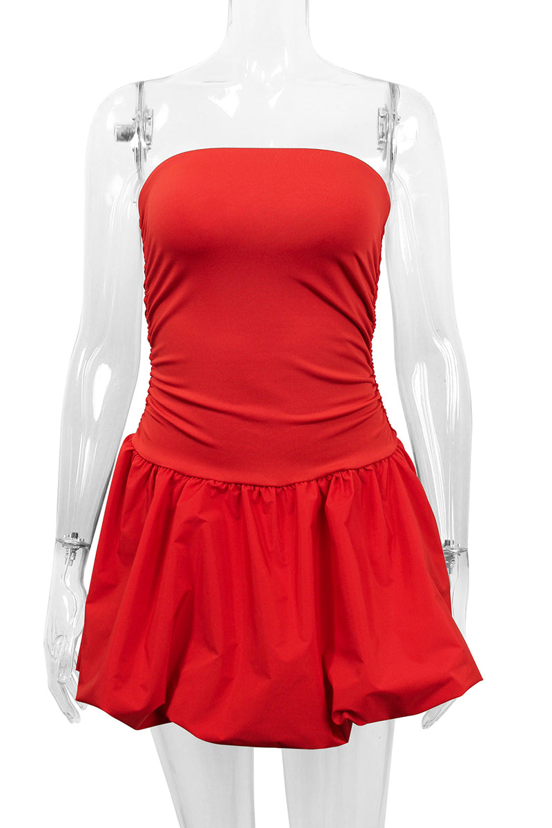 Vestidos sexys fruncidos sin tirantes