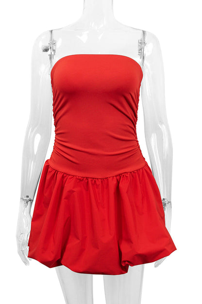 Vestidos sexys fruncidos sin tirantes