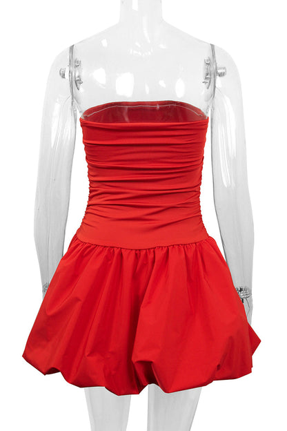 Vestidos sexys fruncidos sin tirantes