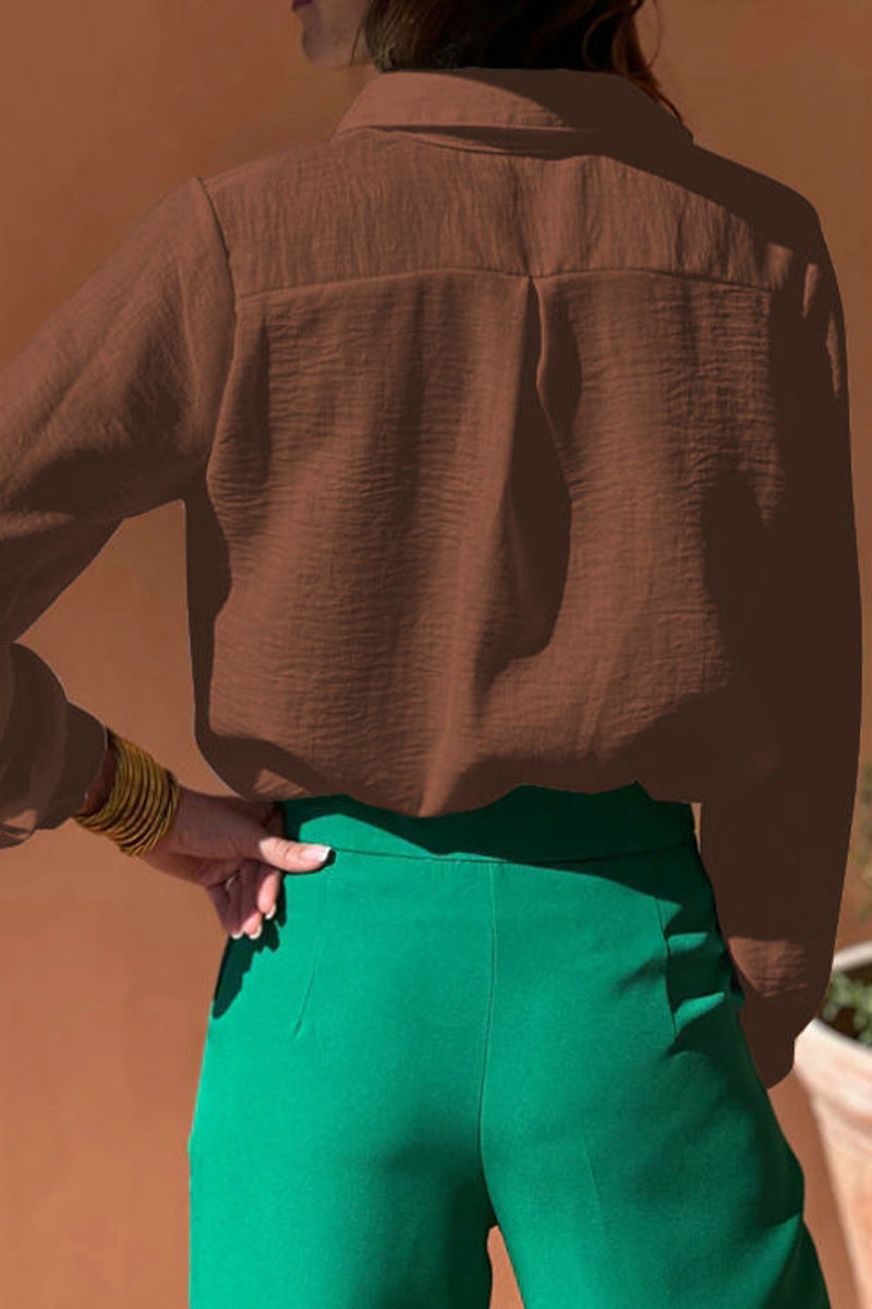 Blusas casuales con cuello vuelto y aberturas (4 colores)