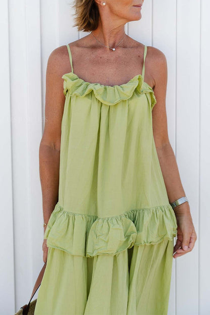 Vestidos sexys con volantes y escote en U (5 colores)
