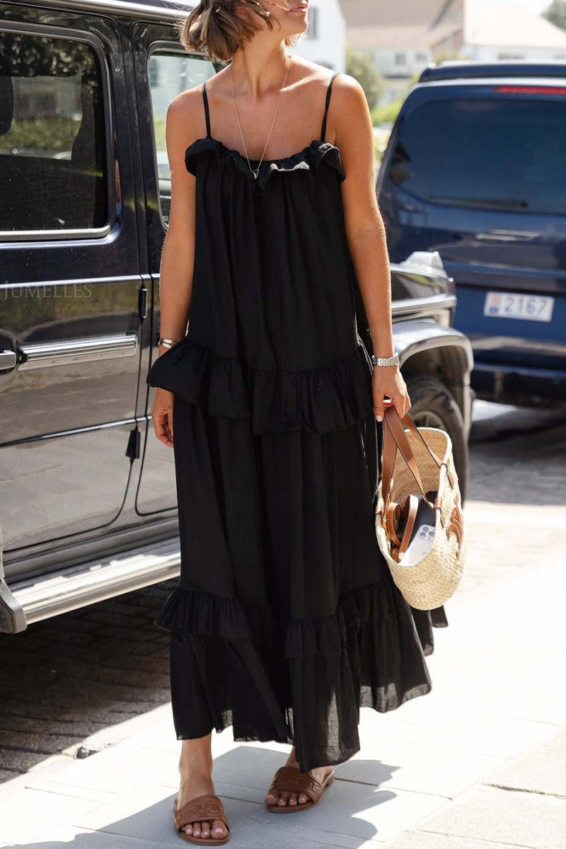 Vestidos sexys con volantes y escote en U (5 colores)
