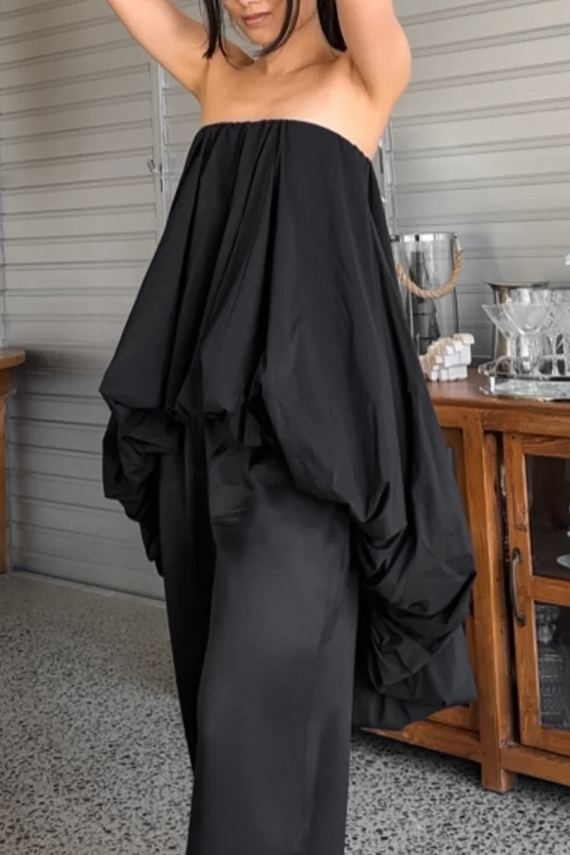 Vestidos sexys fruncidos irregulares sin tirantes