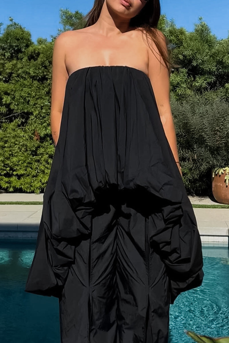 Vestidos sexys fruncidos irregulares sin tirantes