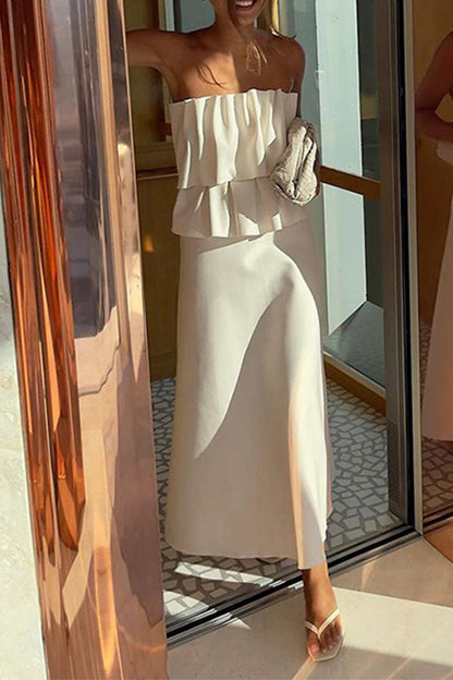 Vestidos sexys fruncidos sin tirantes