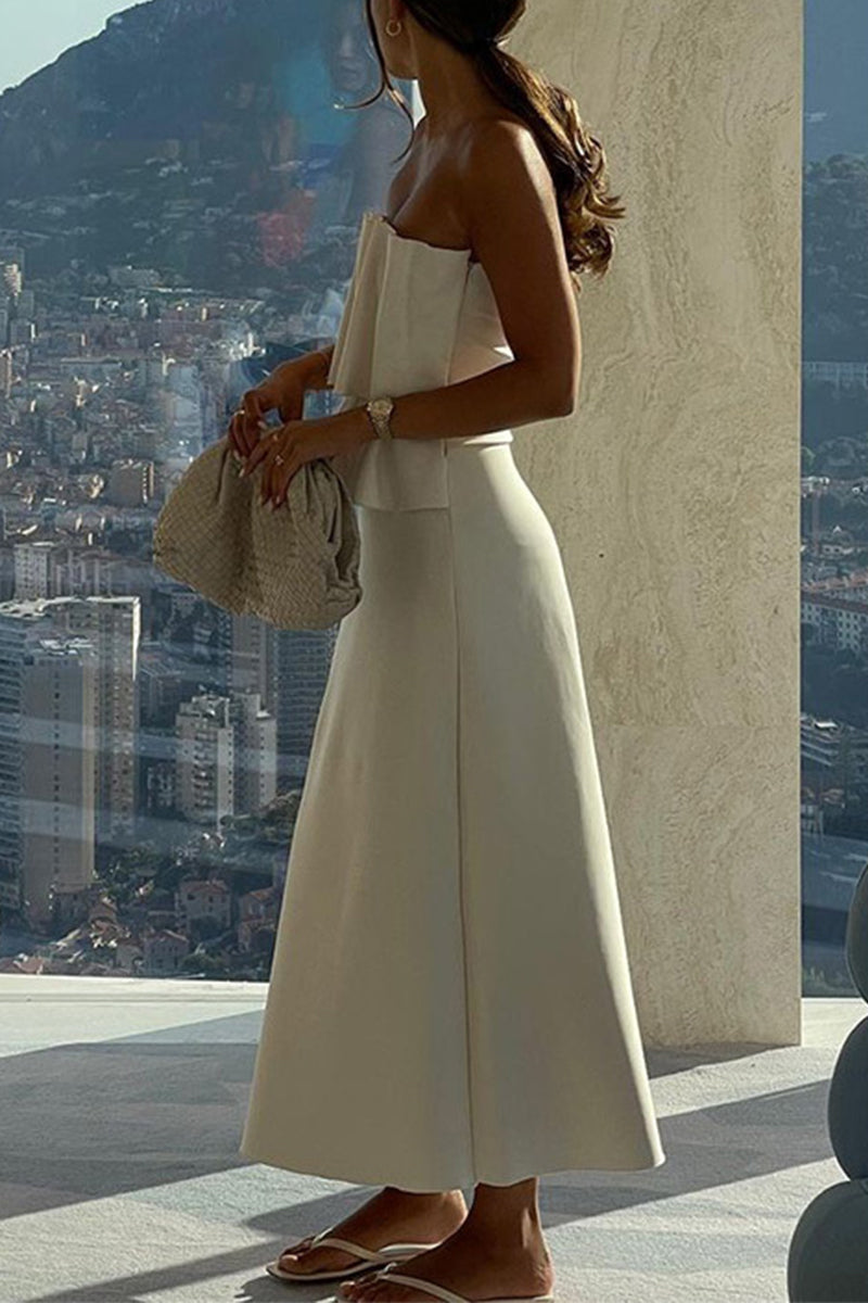 Vestidos sexys fruncidos sin tirantes