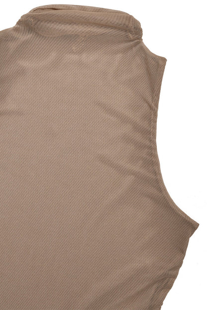 Vestidos sexys de malla fruncida con cuello alto y falda cruzada