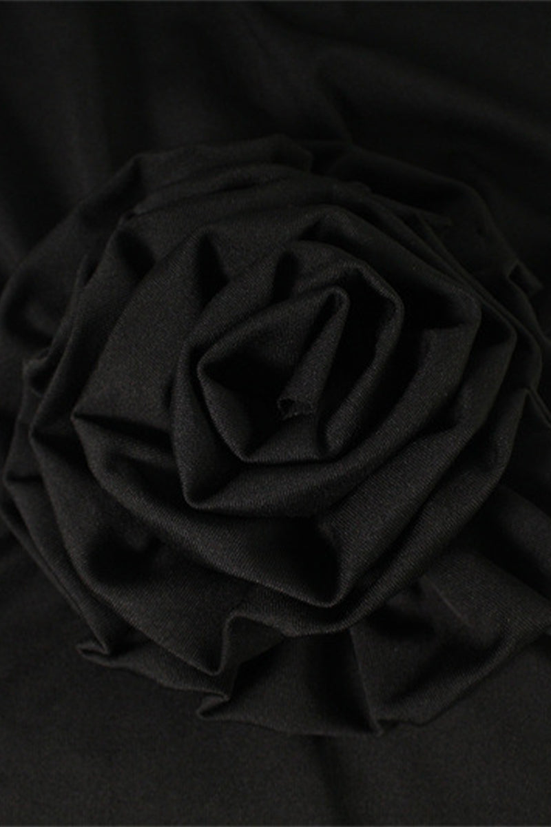 Vestidos sexis con escote alto, falda de un solo paso y espalda descubierta con flores