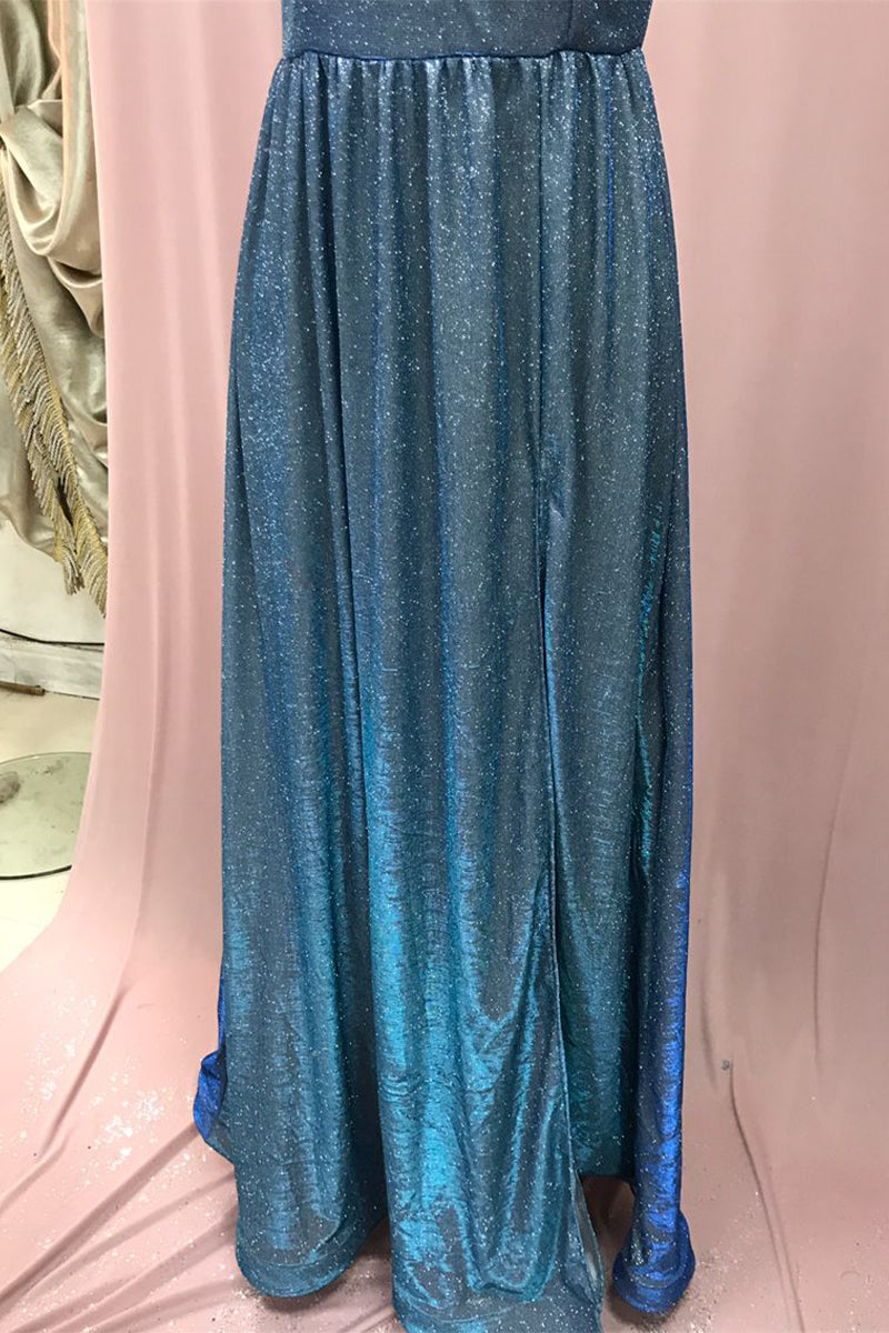 Vestidos de noche sexys sin tirantes con lentejuelas y aberturas