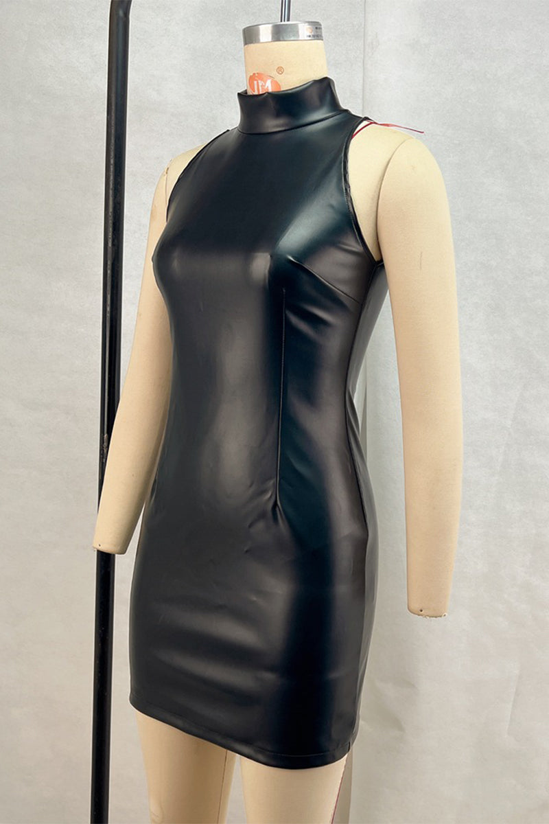 Vestidos sexys con cuello alto y falda cruzada con cremallera (4 colores)