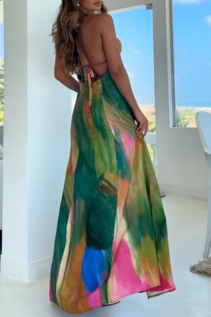 Vestidos halter con tirantes, espalda descubierta y degradado sexy