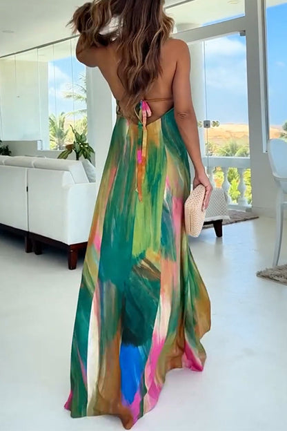 Vestidos halter con tirantes, espalda descubierta y degradado sexy