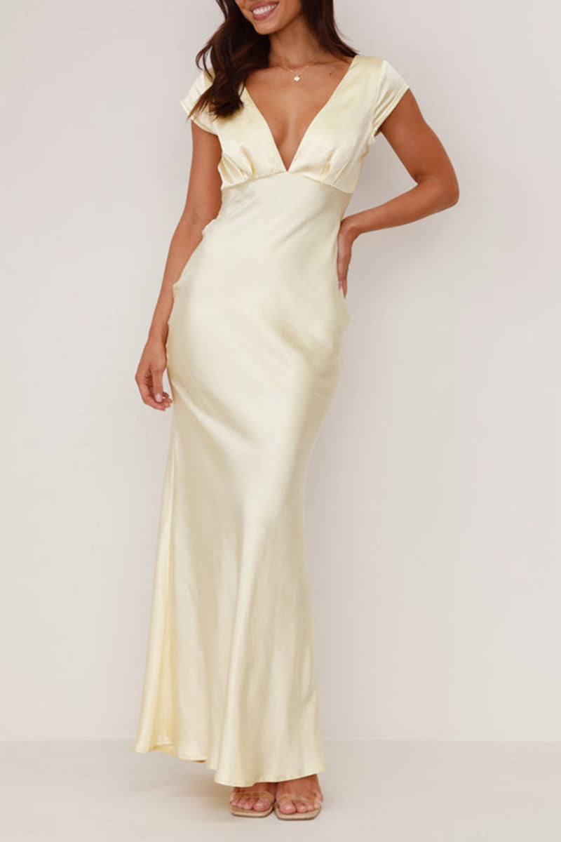 Vestidos largos sexys con escote en V y espalda descubierta (3 colores)