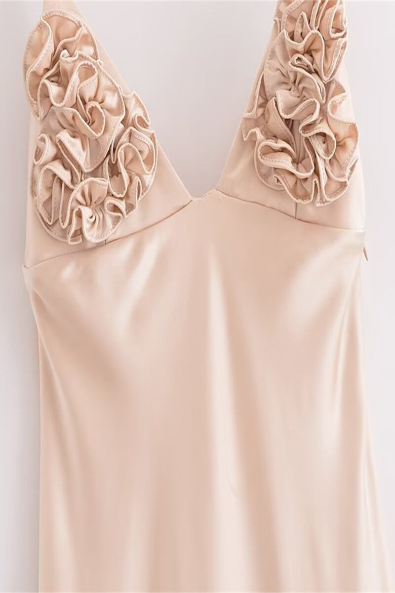 Vestidos sexis con cuello en V y flores de patchwork