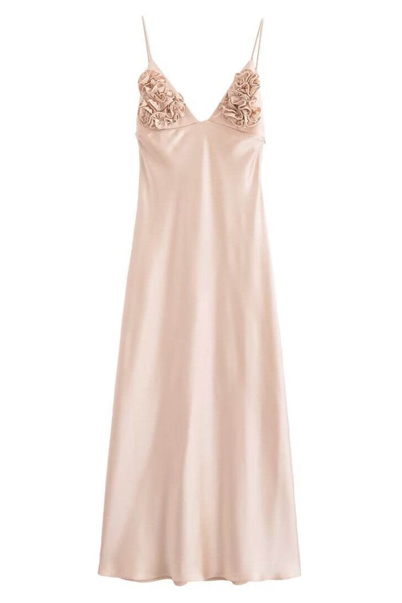 Vestidos sexis con cuello en V y flores de patchwork