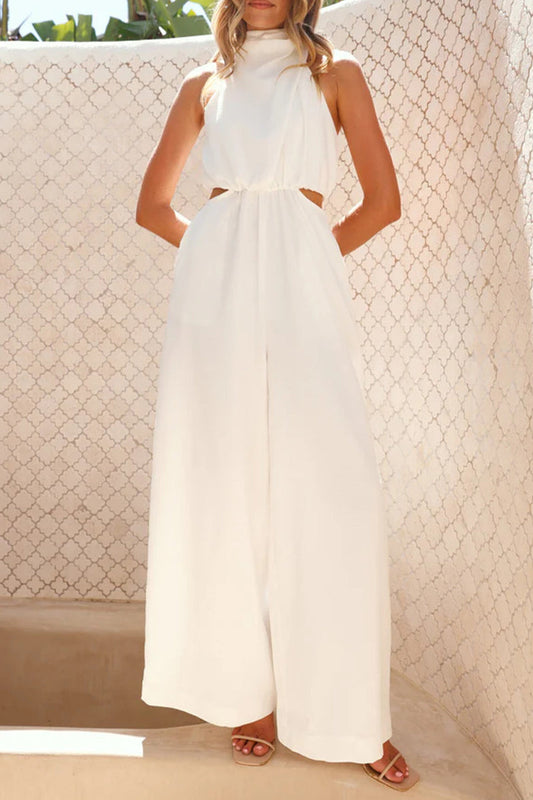 Mono holgado informal con cuello halter y bolsillos calados (4 colores)