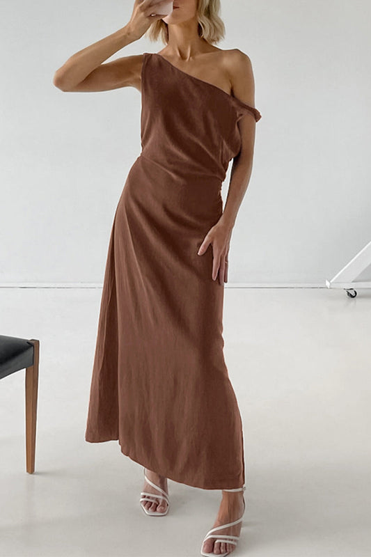 Vestidos casuales con falda de un solo paso y cuello oblicuo irregular