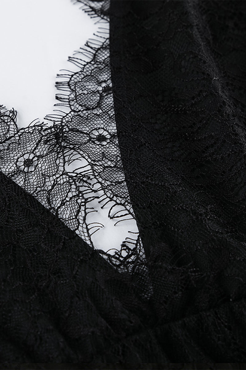 Vestido de encaje sexy con cuello en V y encaje